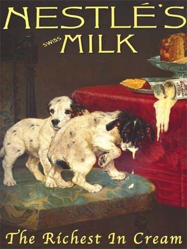 nestle-s-milk-cream-can-vintage-food-two-puppy-dogs-swiss-milk-the-richest-in-cream-old-shop-advert-metal-steel-wall-sign