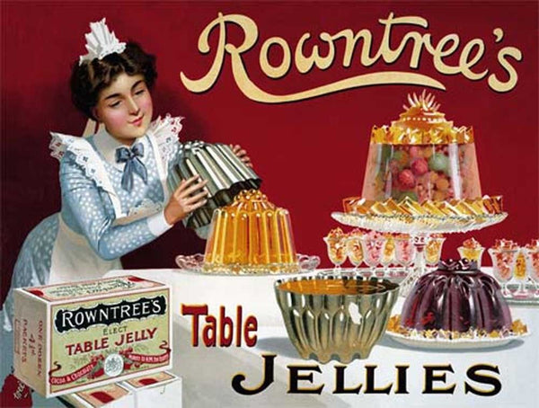 Rowntree's Table Jellies. Old, retro, vintage advert.  Metal/Steel Wall Sign