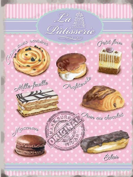 la-patisserie-pink-polka-dots-french-cakes-creams-eclair-macaroons-etc-ideal-for-bakery-cafe-kitchen-house-or-home-food-and-drink-metal-steel-wall-sign
