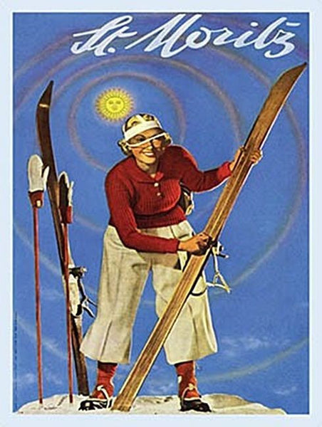 st-moritz-swiss-alps-ski-skiing-holiday-old-classic-travel-vintage-advert-retro-1930s-deco-ideal-for-kitchen-living-room-office-travel-agents-pub-and-restaurant-metal-steel-wall-sign