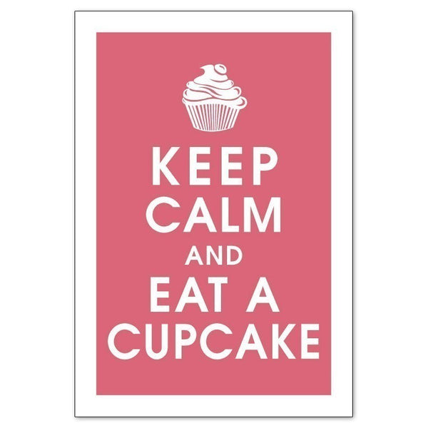 Keep calm and eat a cupcake. Pink and white. Jubilee.  Fridge Magnet