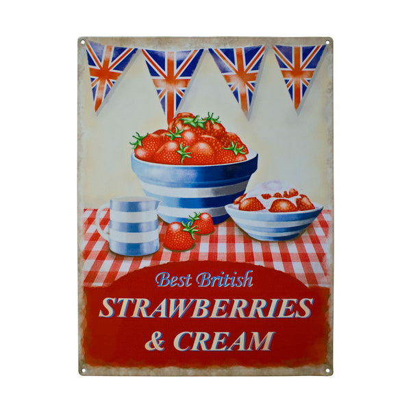 strawberries-and-cream-food-best-british-union-jacks-painted-sign-for-house-home-kitchen-pub-cafe-or-bar-metal-steel-wall-sign