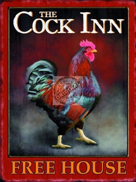 The Cock Inn Free House, funny, innuendo outside  Metal/Steel Wall Sign