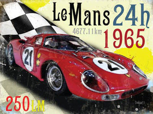 le-mans-24h-1965-ferrari-250lm-race-car-classic-motorsport-metal-steel-wall-sign
