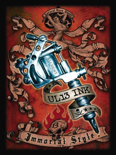 Tattoo Gun UK13 Ink. Immortal Style. Skulls, banners   Metal/Steel Wall Sign
