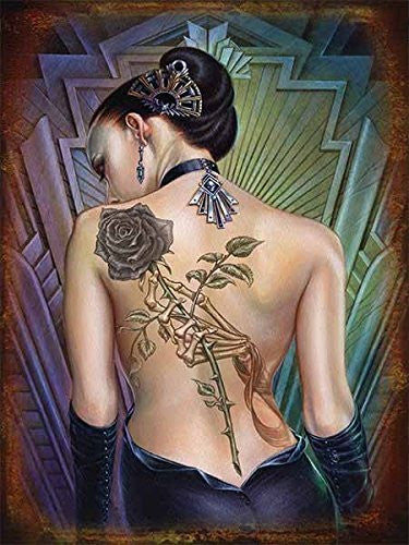 alchemy-rose-tattoo-on-the-back-of-woman-with-backless-gown-deco-steam-punk-gothic-rock-and-metal-design-for-house-home-bar-pub-or-bedroom-metal-steel-wall-sign