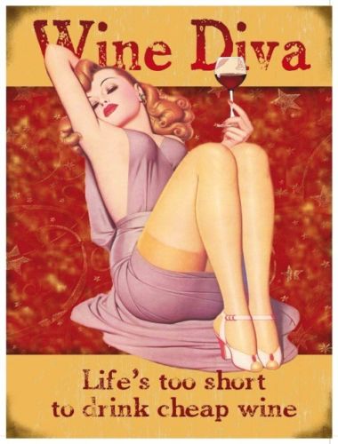 Wine Diva. Life's too short to drink cheap wine.  Metal/Steel Wall Sign