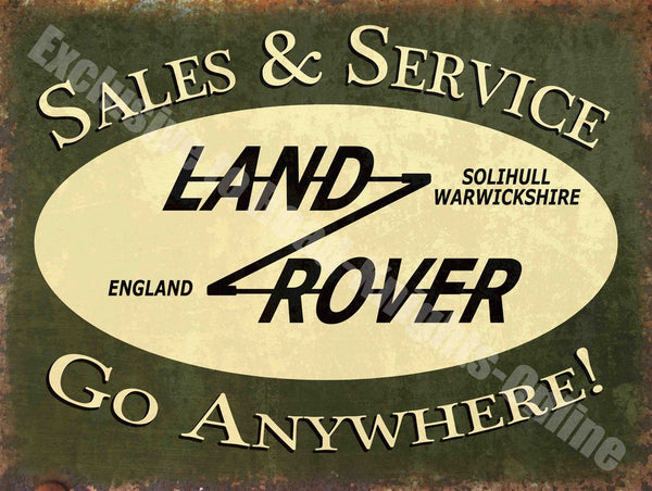 land-rover-sales-service-go-anywhere-vintage-garage-metal-steel-wall-sign