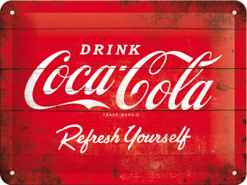 Coca Cola, Refresh, Drink, Wood Effect Box, Roadside Diner. 3D Metal/Steel Wall Sign