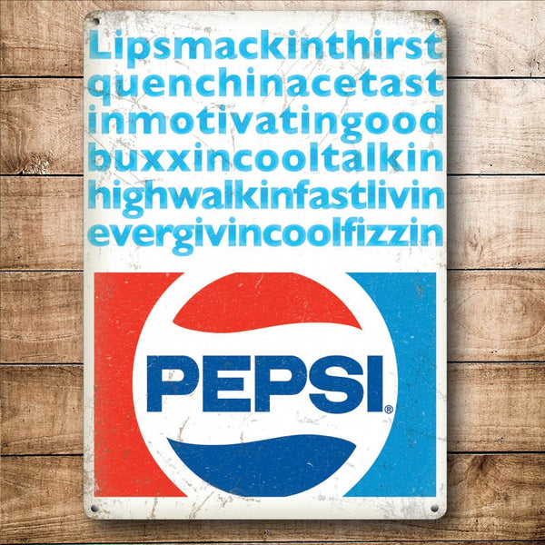 Pepsi Cola Lipsmacking, Coke Retro Diner Drink, Small Metal/Steel Wall Sign