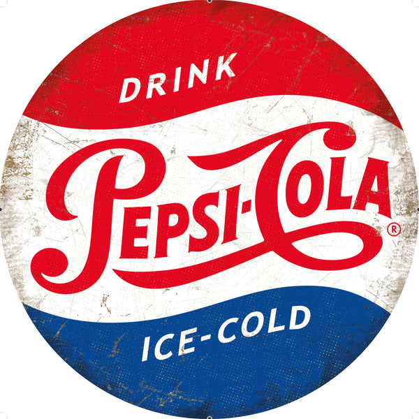 Pepsi-Cola Classic Logo Soft Drink Round Metal/Steel Wall Sign