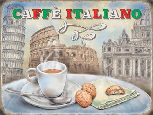 Caffé Italiano Coffee Food & Drink Cafe Shop Metal/Steel Wall Sign
