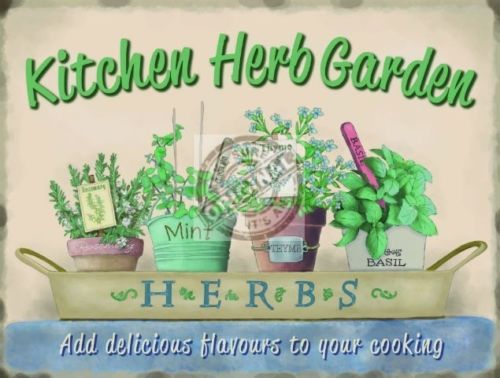 Kitchen Herb Garden, Food Home Cooking, Pub Cafe, bistro Metal/Steel Wall Sign