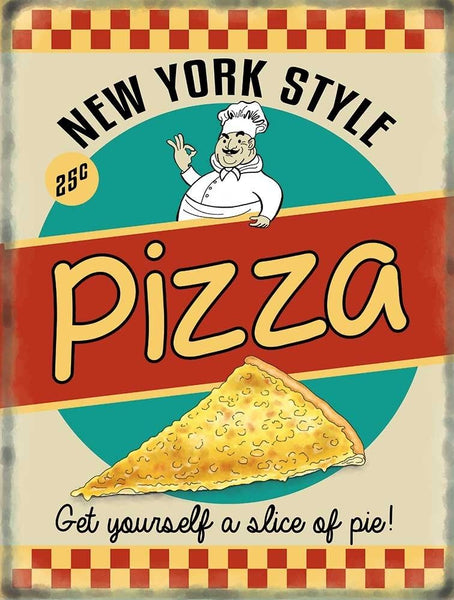 New York Style Pizza 50's. Retro, old vintage advertising Metal/Steel Wall Sign