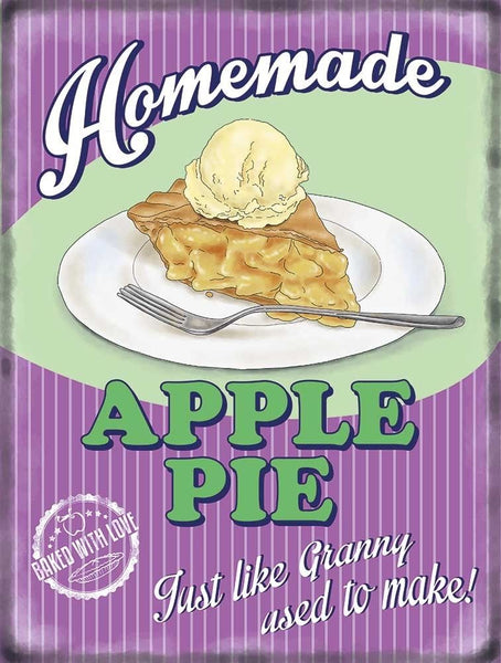 Apple Pie and Ice Cream. Food, Retro, old vintage Metal/Steel Wall Sign