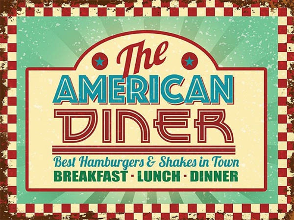 The American Diner. roadside cafe, 50's, 60's diner   Metal/Steel Wall Sign