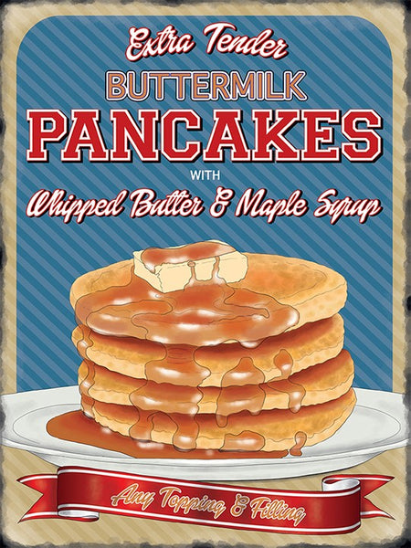 Buttermilk Pancakes with whipped butter and maple  Metal/Steel Wall Sign
