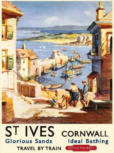 st-ives-harbour-cornwall-british-railway-cornish-holiday-advert-for-sea-side-or-day-trips-kitchen-holiday-summer-pub-restaurant-cafe-coffee-shop-metal-steel-wall-sign