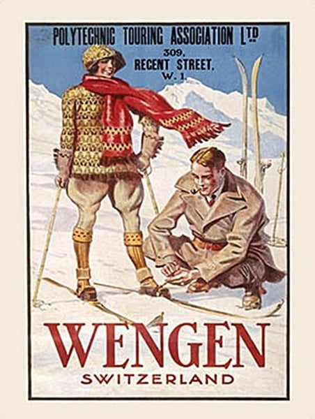 Wengen Swiss Alps Skiing Snow Holiday Old Classic Metal/Steel Wall Sign