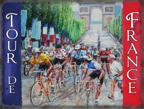 Tour de France with Arch De Triumph and French Metal/Steel Wall Sign