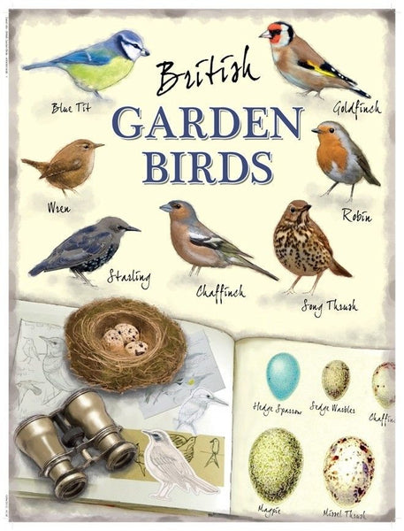 british-garden-birds-list-of-birds-eggs-and-binoculars-blue-tit-robin-starling-etc-bird-watcher-twitcher-ideal-for-house-home-shed-garden-metal-steel-wall-sign
