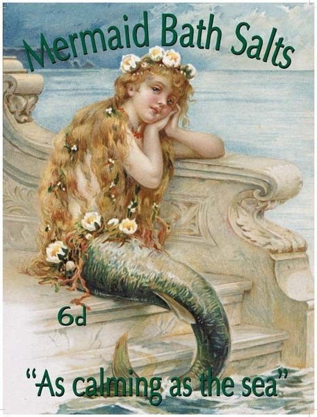 Mermaid Bath Salts. Old Vintage Advertising Sign Metal/Steel Wall Sign