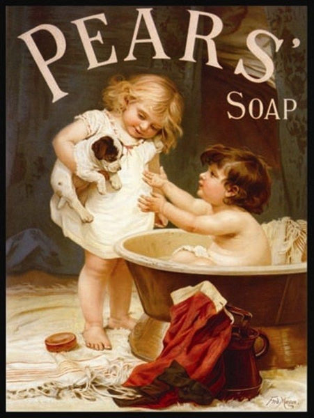 Pears Bathtime Soap, Children in bath with Puppy. Metal/Steel Wall Sign
