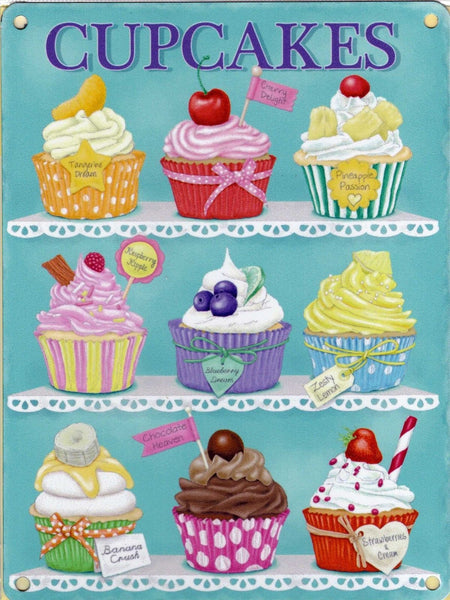 Cupcakes Baking Kitchen Vintage Retro Shabby Chic. Metal/Steel Wall Sign