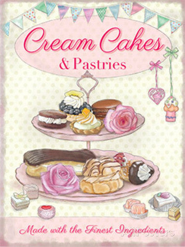 cream-cakes-pastries-cream-tea-cake-stand-eclairs-for-kitchen-house-home-cafe-coffee-food-shop-or-restaurant-metal-steel-wall-sign