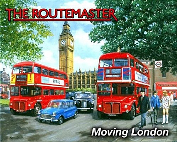 the-routemaster-classic-red-london-bus-60-s-london-with-big-ben-and-black-cab-for-house-home-garage-man-cave-or-pub-metal-steel-wall-sign