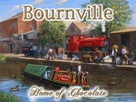 bournville-cadbury-s-chocolate-steam-engine-and-canal-barge-boat-for-home-house-garage-kitchen-shed-pub-or-man-cave-metal-steel-wall-sign