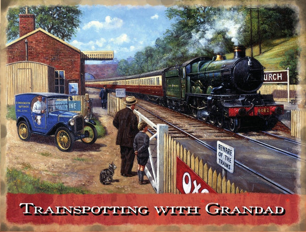 trainspotting-with-granddad-steam-train-old-railway-engine-green-locomotive-at-the-train-station-and-level-crossing-for-house-home-pub-man-cave-or-restaurant-metal-steel-wall-sign