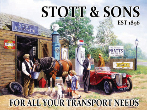 stott-sons-est-1896-blacksmiths-early-20th-century-gentlemen-filling-mg-at-petrol-pump-for-garage-shed-man-cave-pub-or-home-metal-steel-wall-sign