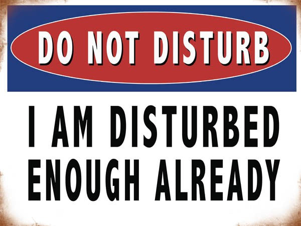 Do Not Disturb. I am disturbed enough already.  Metal/Steel Wall Sign