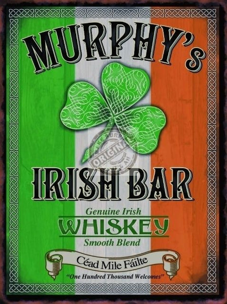 Murphy's Irish Bar / Pub sign. Irish Flag and  Metal/Steel Wall Sign