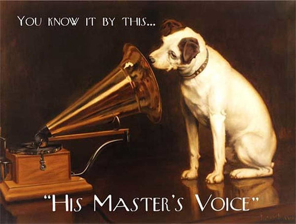 His Master's Voice HMV. Original. Dog Listens to  Metal/Steel Wall Sign
