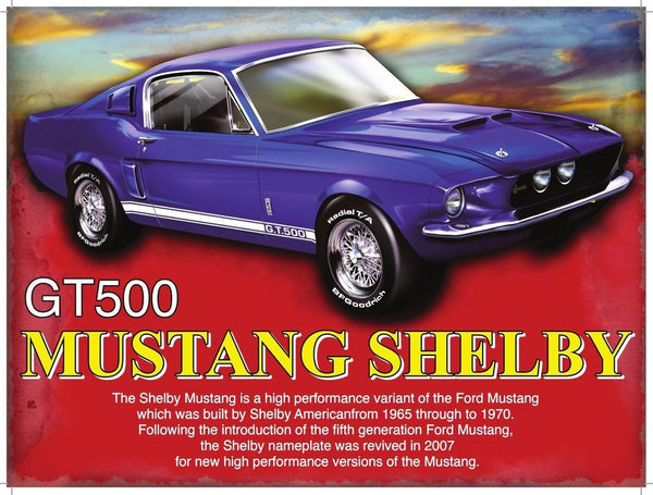 mustang-shelby-classic-american-muscle-motor-car-in-blue-gt-500-g-t-high-performance-ford-60-s-and-70-s-dream-car-gone-in-60-seconds-eleanor-lottery-win-metal-steel-wall-sign