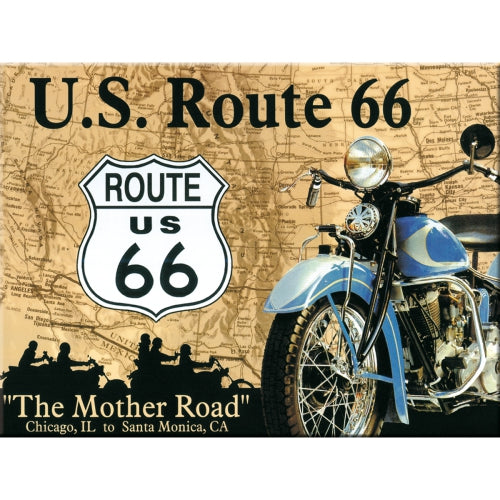 Route 66. Iconic route in America. Hotel. Cafe.  Metal/Steel Wall Sign