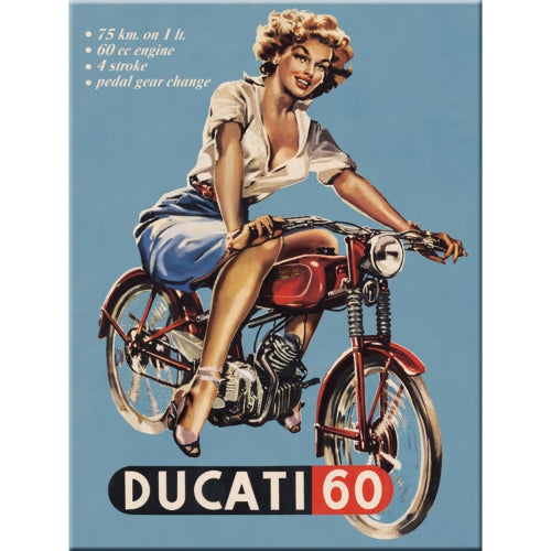 Ducati 60 motorbike, cycle. Old retro vintage advert 4 stroke.  Fridge Magnet
