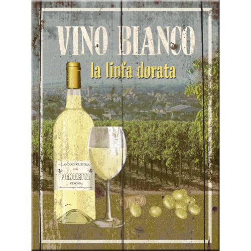 Vino Blanco. White wine. Vineyard. Grapes. Image drink.  Fridge Magnet