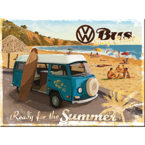 VW Bus. Ready for the summer. Beach. Surf bus. bay.  Magnet