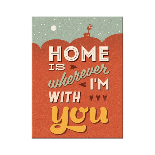 Home Is Wherever I'm With You. Love Hearts. Shabby Chic.  Fridge Magnet