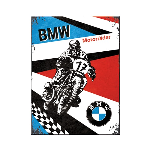BMW Motorrader, Motorcycle, Bike Rider, Motorsport, Vintage Racing, 3D Steel Wall Sign