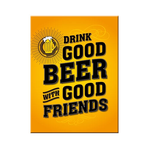 Drink Good Beer With Friends Retro Bar Pub Man Cave Fridge Magnet