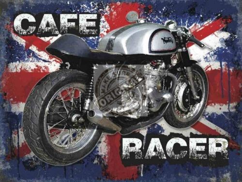 Norton Cafe Racer on Union Jack Background. Classic  Metal/Steel Wall Sign