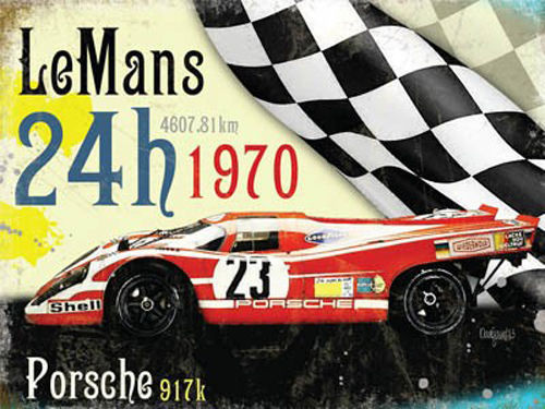 Le Mans 24h 1970 winner, Porsche in red. German racing motor car, for house, home, petrol head, bedroom, pub or ba Large Steel Wall Sign