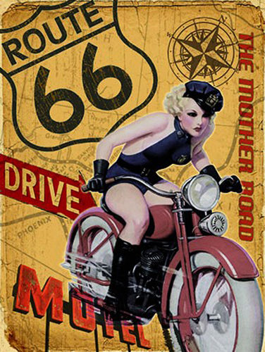 Route 66. The mother road. Motel. Pinup girl 30's.  Fridge Magnet