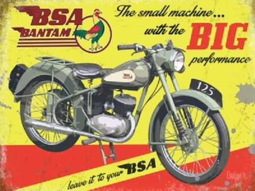 bsa-bantam-motor-cycle-bike-in-green-grey-on-yellow-back-ground-old-vintage-advert-for-house-home-bar-pub-or-garage-metal-steel-wall-sign