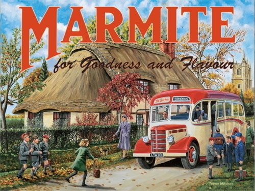 Marmite. Old vintage, retro advert with school Metal/Steel Wall Sign
