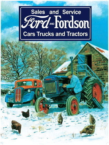 ford-fordson-vintage-sales-and-service-old-car-tractor-on-the-farm-in-winter-blue-tractor-and-mechanic-metal-steel-wall-sign